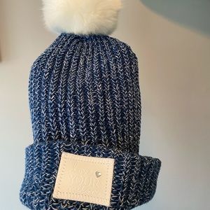 Love your melon navy and white Pom beanie